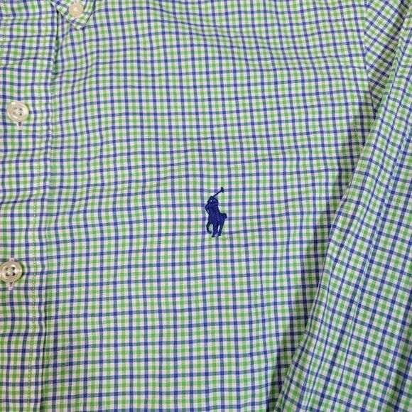 Polo Ralph Lauren Mens Button Up Shirt Size S Green Blue Checkered Long Sleeve - Picture 4 of 11